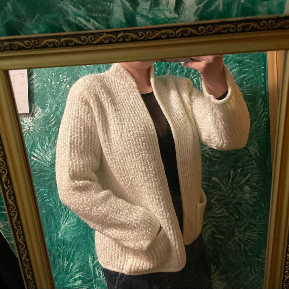 Alia White Sweater with Front Pockets